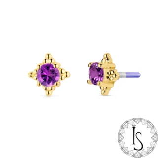18k Gold Mamma Mia Faceted Genuine Gemstone End