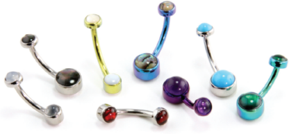 Bezel-set Natural Stone Cabochon Gem Curved Barbell
