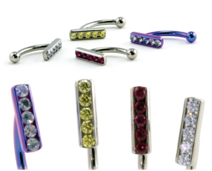 Fixed Top Channel-set Faceted Gem Curved Barbells (5 Gems)
