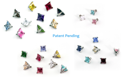Threaded 4 Prong-set Square Princess Star-cut Faceted Gem End #2