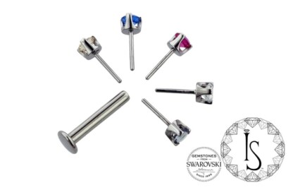 Threadless 3 Prong Round Faceted Gem with wider Base