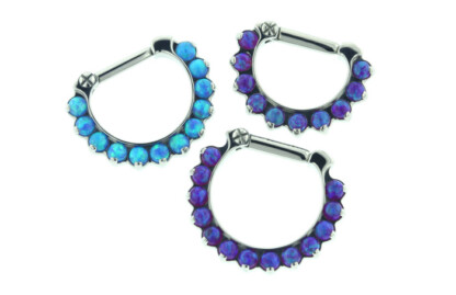 Prong-Set Cabochon Faux-Pal Gem Septum Clicker 7