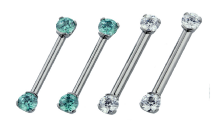 Threaded Forward Facing 3 Prong-set Faceted Gem Barbell