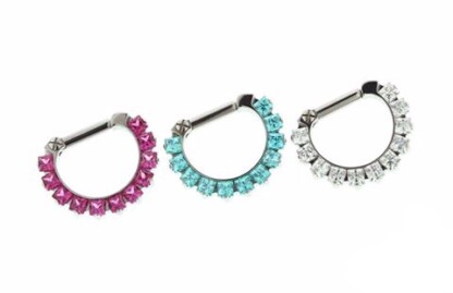 Prong-Set Princess Cut Faceted Gem Septum Clicker 29