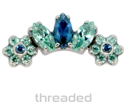 Threaded Titanium Majesty Marquis Fan Faceted Gem End