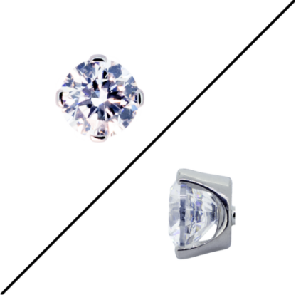 Threaded Titanium 4 Prong-set Round Faceted Gem End #2 VS Clarity DEF Color Lab Created Diamond