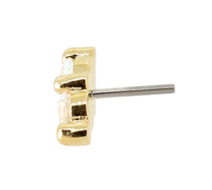 Threadless 18K Yellow Gold Odyssey Ménage à trois Prong-set Faceted Gem End VS Clarity DEF Color Lab Created Diamonds - Image 2
