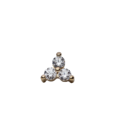 Threadless 18K Yellow Gold Odyssey Ménage à trois Prong-set Faceted Gem End VS Clarity DEF Color Lab Created Diamonds