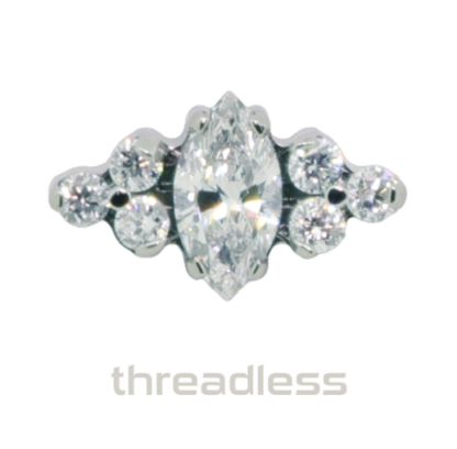 Thredless Titanium Venus Faceted Gem End VS Clarity DEF Color Lab Created Diamonds