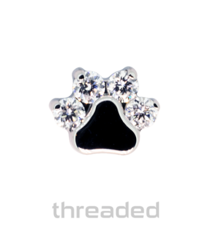 Threaded Paw Print Faceted Gem End VS Clarity DEF Color Lab Created Diamond