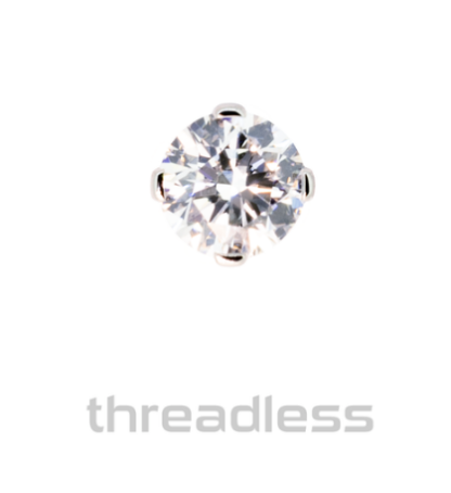 Threadless Titanium 4 Prong-set Round Faceted Gem End VS Clarity DEF Color Lab Created Diamond