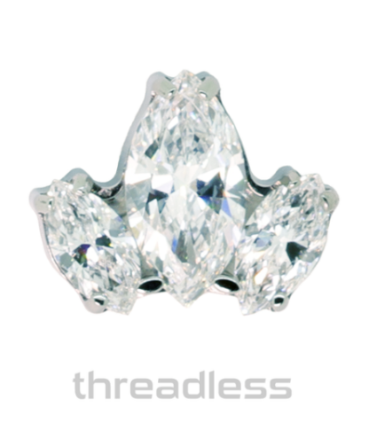 Threadless Titanium Marquis Fan #9 Faceted Gem End VS Clarity DEF Color Lab Created Diamonds