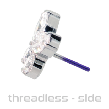 Threadless Titanium Butterfly Prong-Set Faceted Gem End VS Clarity DEF Color Lab Created Diamond - Image 2