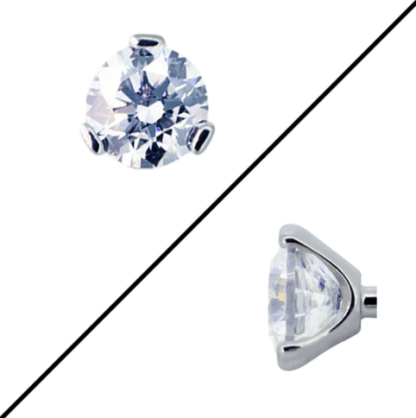 Threadless Titanium 3 Prong-set Round Faceted Gem End VS Clarity DEF Color Lab Created Diamond - Image 2
