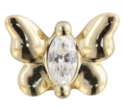 Threadless 18k Yellow Gold Psyche Faceted Gem End VS Clarity DEF Color Lab Created Diamonds