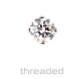 Threaded Titanium 4 Prong-set Round Faceted Gem End