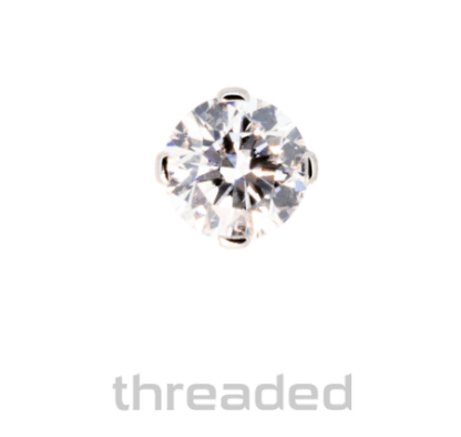 Threaded Titanium 4 Prong-set Round Faceted Gem End