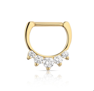 18K Gold Prong-set Faceted Gem Clicker #6 VS Clarity DEF Color Lab Created Diamonds