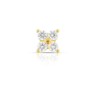 Threadless 18K Gold Quartet Prong-set Faceted Gem End