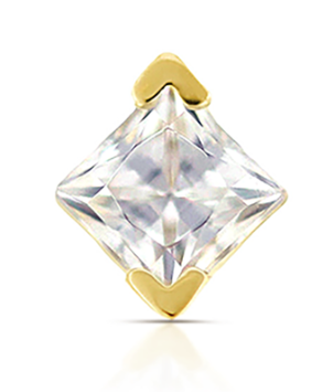 Threaded 18k Gold V Prong-set Princess-cut Faceted Gem End