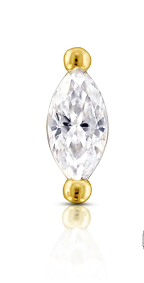 Threaded 18k Gold Marquise-Cut Prong-set Faceted Gem End