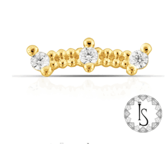 Threaded 18k Gold Hidden Helix IV Faceted Gem End
