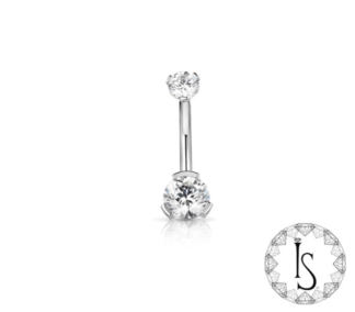 Titanium 3 Prong-set Round Faceted Gem Curved Barbell