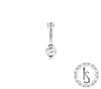Titanium 2 Prong-set Round Faceted Gem Curved Barbell