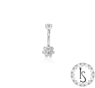 Titanium Flower Gem Curved Barbell /  Post Only