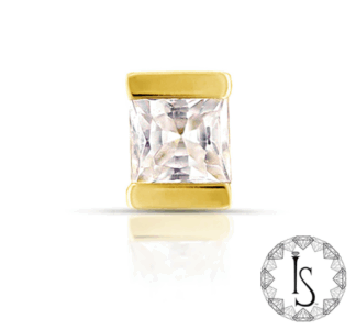 Threaded 18K Yellow Gold Danae Channel-Set Princess-Cut Faceted Gem End