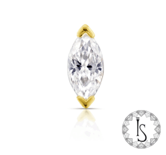 Threaded 18k Gold Marquise V Prong-set Faceted Gem End