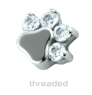Threaded Odyssey Titanium Faceted Gem Paw Print