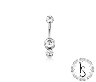 Double Gemini Bezel-set Faceted Gem Curved Barbell