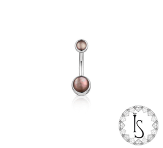 Double Bezel-set Natural Stone Cabochon Gem Curved Barbell