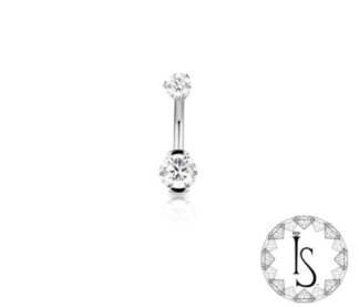Double Titanium 2 Prong-set Round Faceted Gem Curved Barbell #2 (DO w/ TNBPRFG2 top)