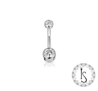 Bezel-set Faceted Gem Curved Barbell