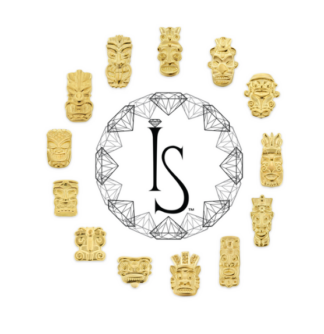 Threadless 18k Yellow Gold Tiki Mask Ends