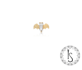 Threadless 18K Yellow Gold Batguette #2 Faceted Gem End