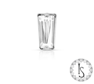 Threadless Titanium Prong-Set Baguette Faceted Gem End