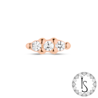 Threaded 18k Rose Gold Moirai Faceted Gem End