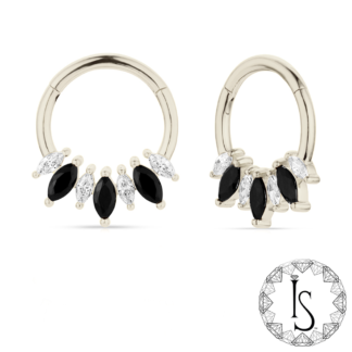 18K White Palladium Stephanos Faceted Gem Clicker