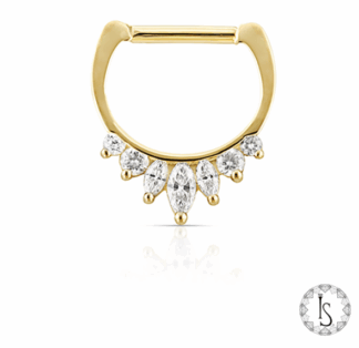 18K Yellow Gold Eleos Faceted Gem Clicker