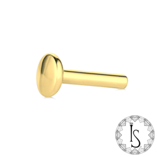 Threaded 18k Gold Fixed End Straight Barbell with 4mm Fixed Disk (Labret) (Post Only)