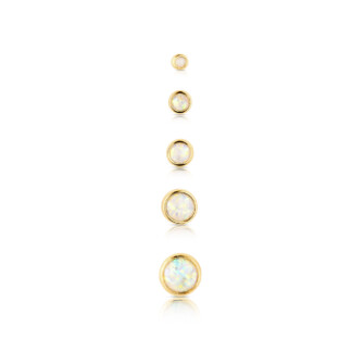Threaded 18k Gold Bezel-Set Faux-pal Cabochon Gem End