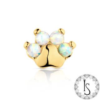 Threaded 18k Gold Paw Print Cabochon Gem End