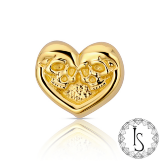 Threaded 18k Gold SkullHeart End