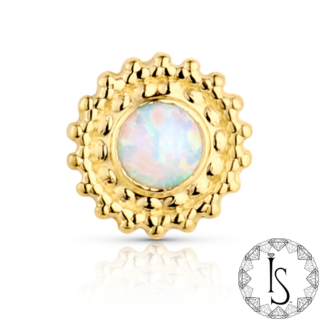 Threadless 18k Yellow Gold Shield #6A Cabochon Gem End