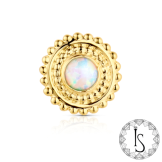 Threadless 18k Yellow Gold Shield #7A Cabochon Gem End