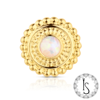 Threadless 18k Yellow Gold Shield #7 Cabochon Gem End