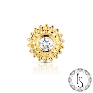 Threaded 18k Gold Shield #6A Faceted Gem End